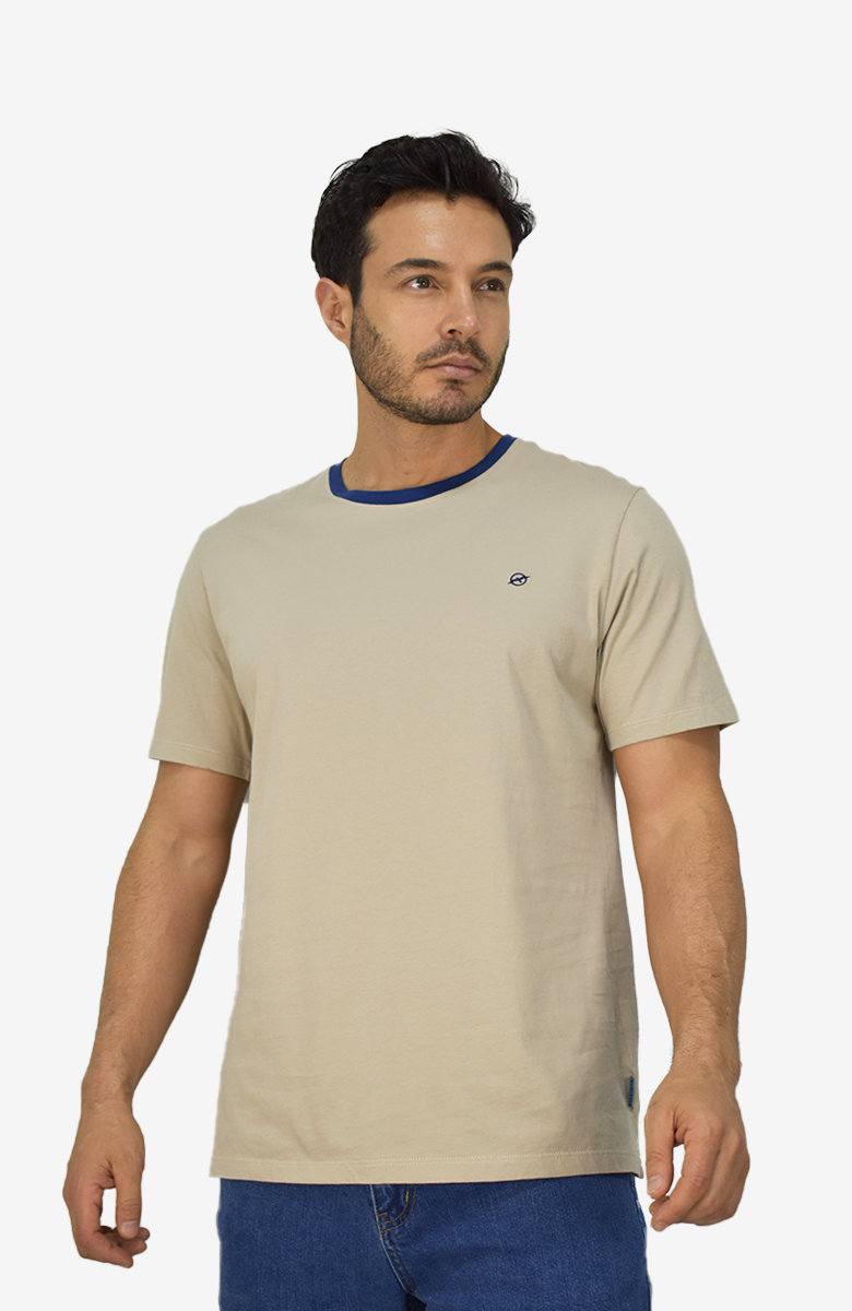 Polo Cuello Redondo con Borde Color para Hombre